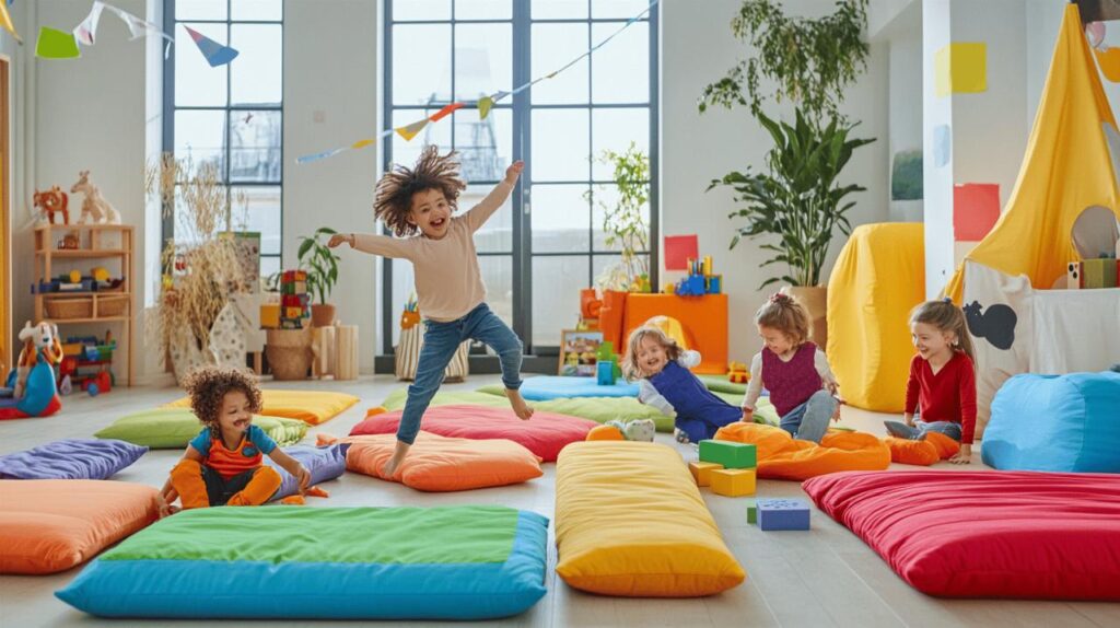 10 jeux sur matelas pour stimuler l’imagination et la motricité des enfants